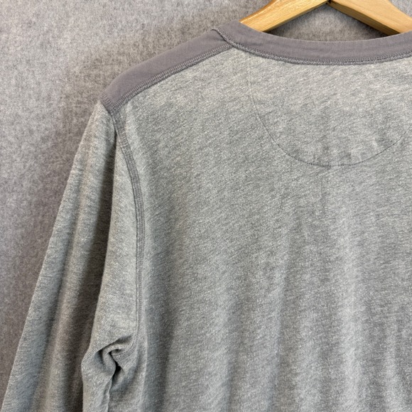 LL Bean Signature Gray Long‎ Sleeve Henley Shirt Slim Fit Casual Mens Large - Picture 7 of 12